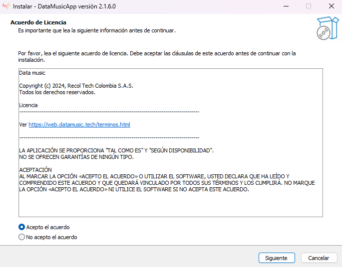 Aceptar términos de uso