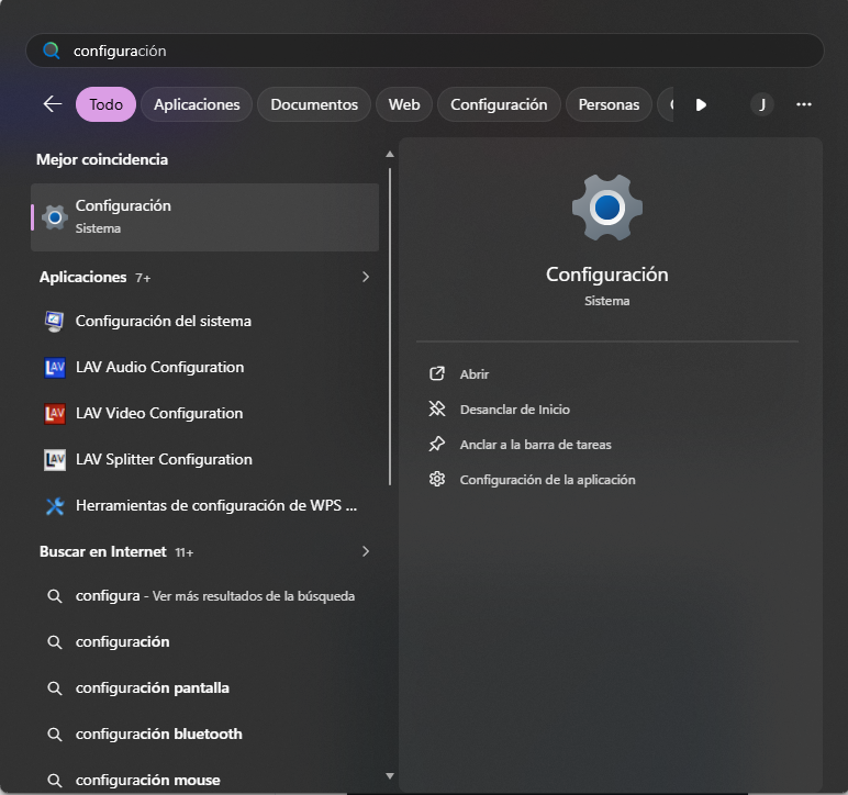 Abrir Configuración
